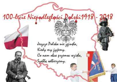 I miejsce dla uczennicy klasy drugiej Julii Stępień w konkursie na projekt graficzny,, Zaprojektuj Niepodległość’’